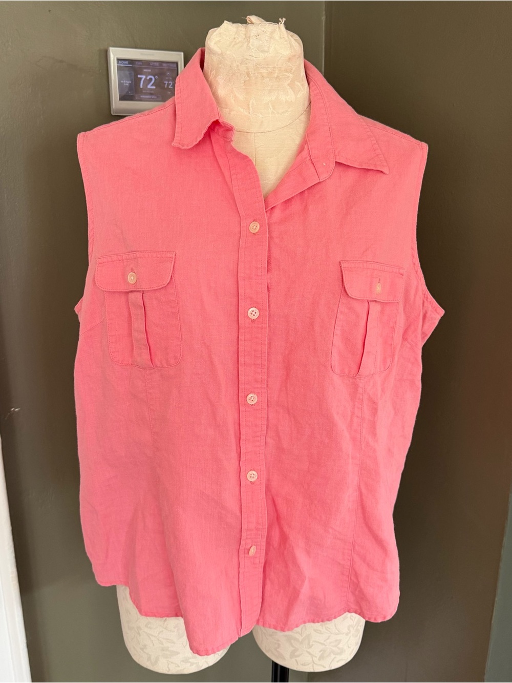 Eddie Bauer Linen & Cotten Blend Sleeveless Shirt - XL